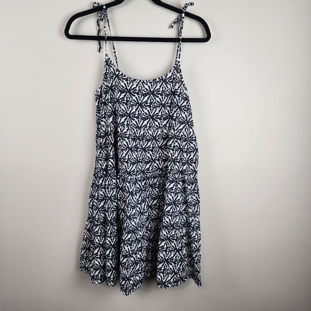 Vineyard Vines mini dress sz S women black white smocked back beach summer